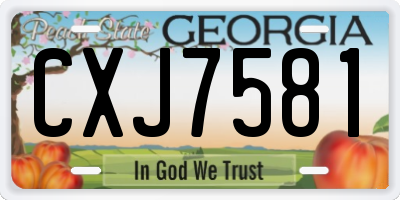 GA license plate CXJ7581