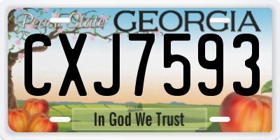 GA license plate CXJ7593