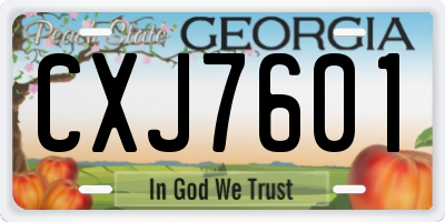 GA license plate CXJ7601