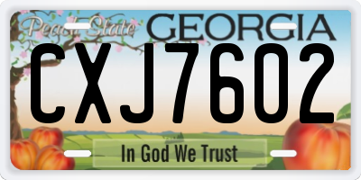 GA license plate CXJ7602
