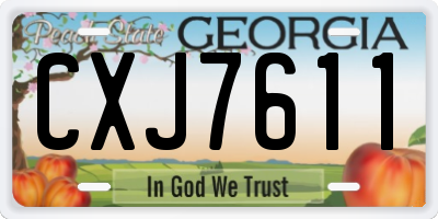 GA license plate CXJ7611