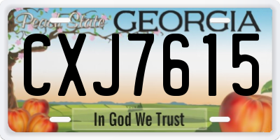 GA license plate CXJ7615