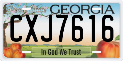 GA license plate CXJ7616