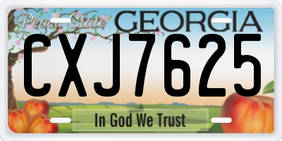 GA license plate CXJ7625