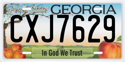 GA license plate CXJ7629