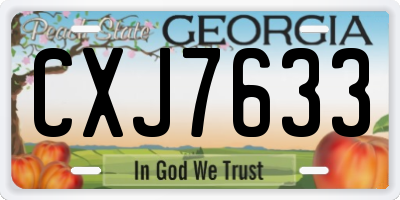 GA license plate CXJ7633