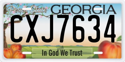GA license plate CXJ7634