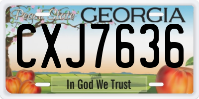 GA license plate CXJ7636