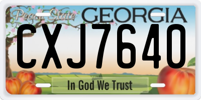GA license plate CXJ7640
