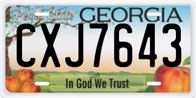 GA license plate CXJ7643