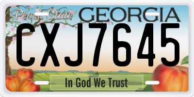 GA license plate CXJ7645