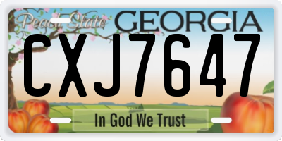 GA license plate CXJ7647