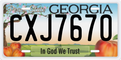 GA license plate CXJ7670