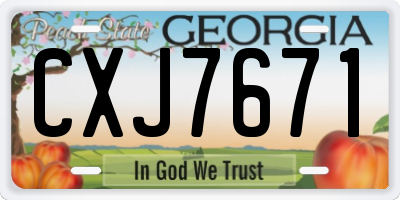 GA license plate CXJ7671