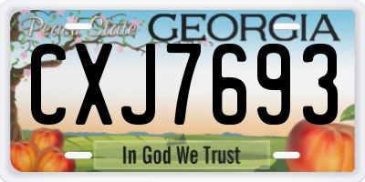 GA license plate CXJ7693