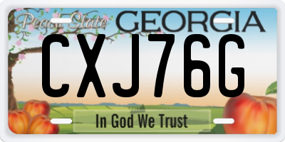 GA license plate CXJ76G