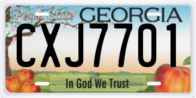 GA license plate CXJ7701