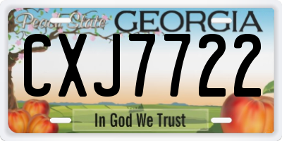 GA license plate CXJ7722
