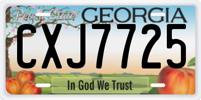 GA license plate CXJ7725
