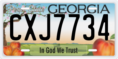 GA license plate CXJ7734