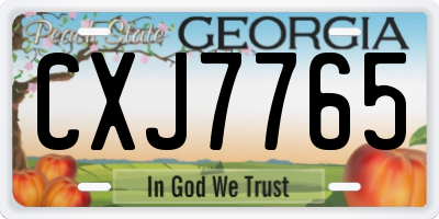 GA license plate CXJ7765