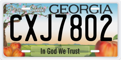 GA license plate CXJ7802