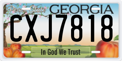 GA license plate CXJ7818