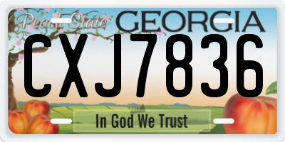 GA license plate CXJ7836