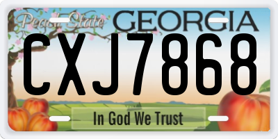 GA license plate CXJ7868