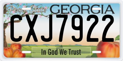 GA license plate CXJ7922