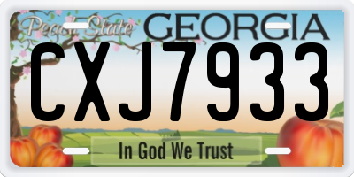 GA license plate CXJ7933