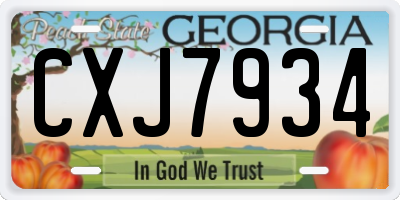 GA license plate CXJ7934