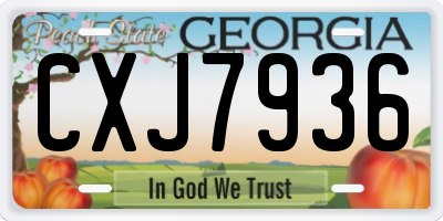 GA license plate CXJ7936