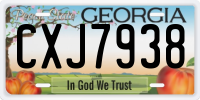 GA license plate CXJ7938