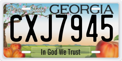 GA license plate CXJ7945