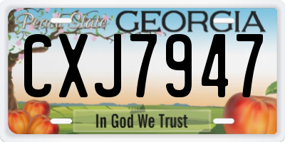 GA license plate CXJ7947