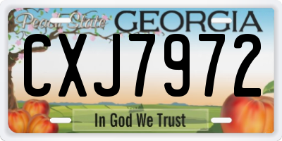 GA license plate CXJ7972