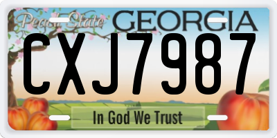 GA license plate CXJ7987