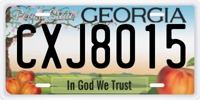 GA license plate CXJ8015