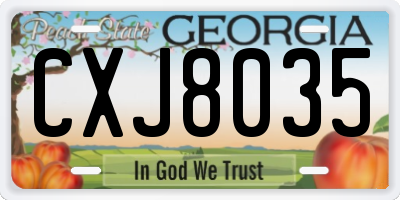 GA license plate CXJ8035