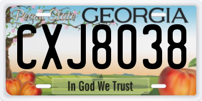 GA license plate CXJ8038