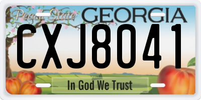 GA license plate CXJ8041