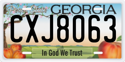 GA license plate CXJ8063