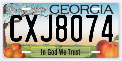 GA license plate CXJ8074