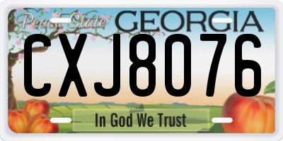 GA license plate CXJ8076