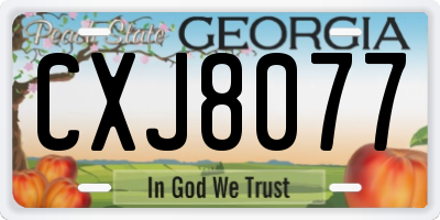 GA license plate CXJ8077