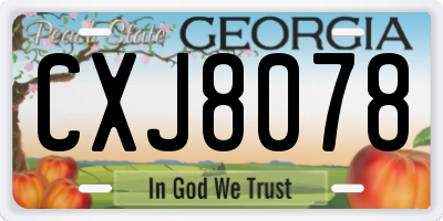 GA license plate CXJ8078