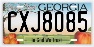 GA license plate CXJ8085