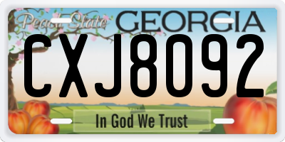 GA license plate CXJ8092