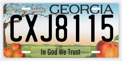 GA license plate CXJ8115